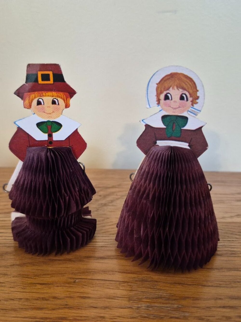 Vintage (2) Honeycomb Thanksgiving Pilgrims